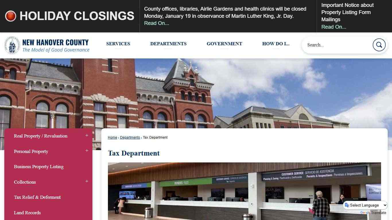 Tax Department | New Hanover County, NC