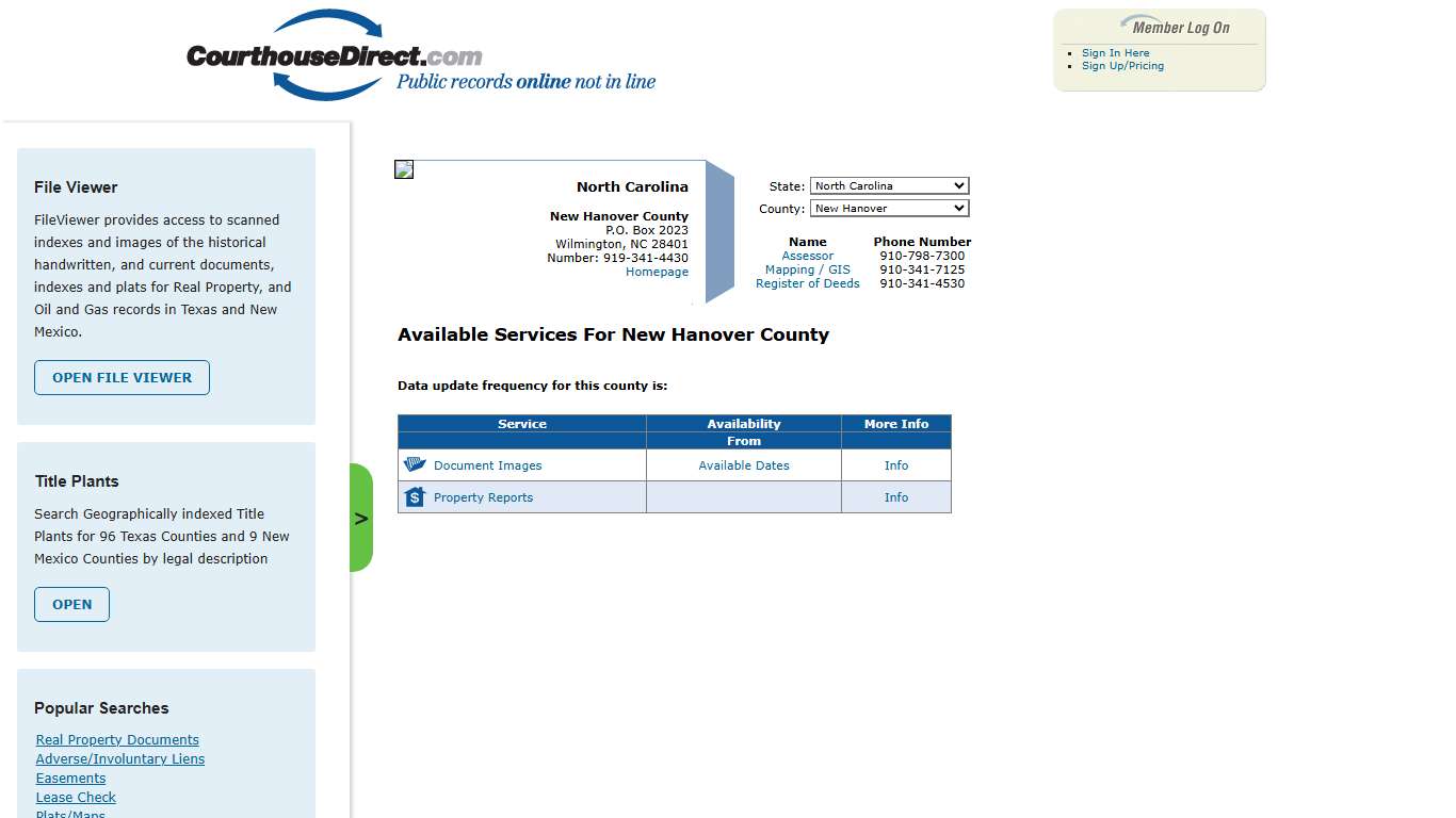 Search New Hanover County Public Property Records Online | CourthouseDirect.com